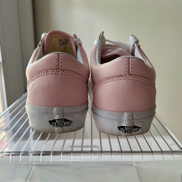 Vans Leather Old Skool Lo Top Skate Shoes - PINK Size 8.5 EUC - Picture 3 of 4
